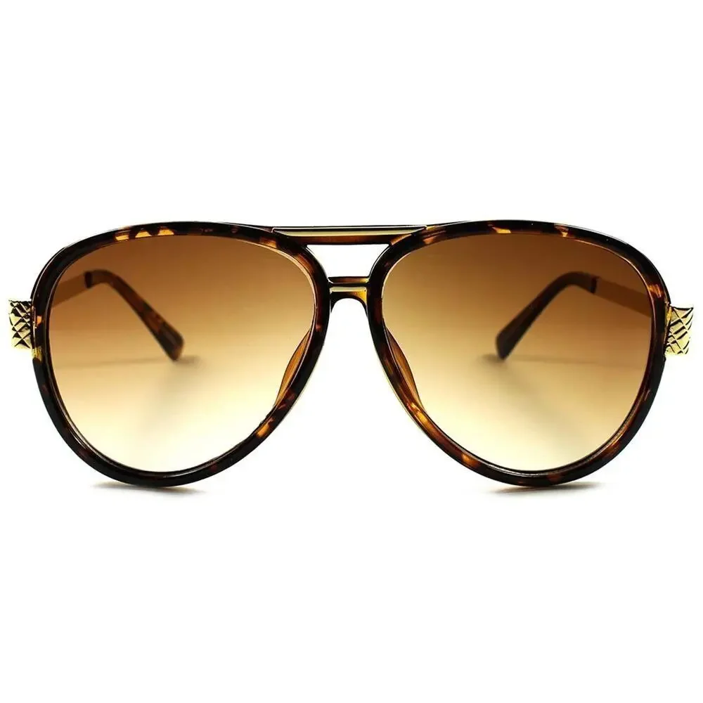 Gold Arm Tortoise Retro Hip Hop Swag Large Oversized Pilot 80s 90s Sunglasses